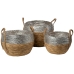 Set de Coșuri Romimex Argintiu Fibră naturală 31 x 25 x 31 cm 3 Piese