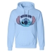 Felpa con Cappuccio Unisex Stitch Cute Face Azzurro