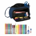 Astuccio per la Scuola con Accessori BlackFit8 Urban Nero Blu Marino (32 Pezzi)