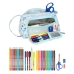 Astuccio per la Scuola con Accessori Moos Lovely Azzurro (32 Pezzi)