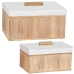 Set decoratieve dozen Alexandra House Living Wit Bruin Hout 2 Onderdelen