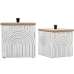 Set decoratieve dozen Alexandra House Living Wit Bruin Hout 2 Onderdelen