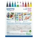 Conjunto de Canetas de Feltro Giotto Turbo Soft Brush Multicolor Estojo Pincel 10 Peças