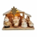 Crèche de Noël Blanc Marron Doré Bois Céramique 21,5 x 15,5 x 8,5 cm (8 Unités)