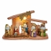 Belén de Navidad Luz LED Multicolor Madera Cerámica 26 x 14 x 12 cm (6 Unidades)