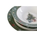 Spisestel DKD Home Decor Hvid Grøn Porcelæn Bil Jul 26,5 x 26,5 x 2,5 cm 18 Dele