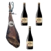 Iberische ham van met graan gevoerde varkens Linaje Negro 8 kg Fles rode wijn 750 ml x 3 Monte Real