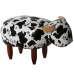 Pouf Alexandra House Living Blanc Noir Bois Vache 50 x 32 x 32 cm