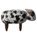 Pouf Alexandra House Living Blanc Noir Bois Vache 50 x 32 x 32 cm