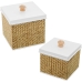 Set decoratieve dozen Alexandra House Living Wit Bruin Hout 2 Onderdelen