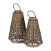 Lanterna Cinzento Bambu Cristal 38 x 38 x 57 cm