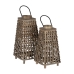 Lanterna Cinzento Bambu Cristal 26 x 26 x 47 cm