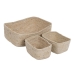 Cesta Multiusos Natural Junco 35 x 25 x 12 cm (3 Peças)