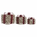 Boîte Cadeau DKD Home Decor Noir Rouge Naturel Jute Tartan 26 x 26 x 31 cm (3 Pièces)