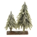 Kerstboom Dubbel Besneeuwd Houten basis (28 x 16 x 28 cm)