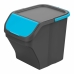 Cubo de Basura para Reciclaje Mondex Stack N' Sort Azul Gris 25 L Apilable Con Tapa 40 x 30 x 34 cm