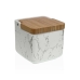 Saltkar med lock Versa Keramik Bambu Stål Dolomite Marmor 11,7 x 11,2 x 11,7 cm