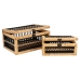 Set decoratieve dozen Romimex Bruin Zwart vlechtwerk Hout MDF 28 x 14 x 20 cm 2 Onderdelen