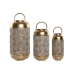 Set de Portavelas Home ESPRIT Blanco Dorado Metal 25 x 25 x 49 cm