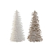 Árbol de Navidad Home ESPRIT Blanco Dorado Cartón Pluma 22 x 22 x 46 cm (2 Unidades)