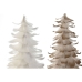 Albero di Natale Home ESPRIT Bianco Dorato Cartone Piuma 22 x 22 x 46 cm (2 Unità)