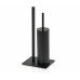 Toilet Paper Holder with Brush Stand Alexandra House Living Brown Black Metal oak wood 16 x 76 x 20 cm