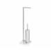 Toilet Paper Holder with Brush Stand Alexandra House Living White Silver Marble 20 x 72 x 20 cm