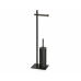 Toilet Paper Holder with Brush Stand Alexandra House Living Black Metal Walnut 20 x 76 x 16 cm