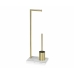 Toilet Paper Holder with Brush Stand Alexandra House Living White Golden Metal Polyresin 27 x 73 x 22 cm