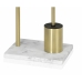 Toilet Paper Holder with Brush Stand Alexandra House Living White Golden Metal Polyresin 27 x 73 x 22 cm