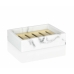 Jabonera Alexandra House Living Blanco Dorado Acero Inoxidable Poliresina 9 x 3 x 12 cm