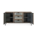 Buffet Alexandra House Living Noir Beige Gris Métal Bois d'acacia 160 x 81 x 40 cm