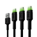 Adaptador USB a USB-C Green Cell KABGCSET02 Negro 1,2 m (3 Unidades)