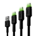 Adaptador USB a USB-C Green Cell KABGCSET01 Negro Verde 2 m (3 Unidades)