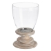 Bougeoir Blanc Bois Verre 24 x 24 x 39 cm