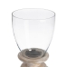 Bougeoir Blanc Bois Verre 24 x 24 x 39 cm