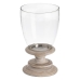 Bougeoir Blanc Bois Verre 20 x 20 x 35 cm