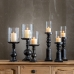 Candleholder Black Wood Crystal 20 x 20 x 53 cm