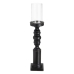 Candleholder Black Wood Crystal 12 x 12 x 62 cm