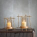 Candleholder Brown Golden Wood Crystal Steel 24 x 24 x 26 cm