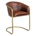 Dining Chair Brown Golden Leather Iron 55 x 53 x 74 cm