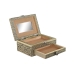 Caja-Joyero Home ESPRIT Blanco Champán Madera Aluminio 17,5 x 12,5 x 8,5 cm