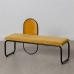 Bench 110 x 40 x 68 cm Synthetic Fabric Metal Ocre