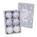 Bolas de Navidad Blanco Plateado Papel Polyfoam Ciervo 7,5 x 7,5 x 7,5 cm (6 Unidades)