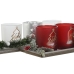 Kerstkaarshouder Home ESPRIT Wit Rood 40 X 9 X 13,5 cm (5 Onderdelen) (2 Stuks)