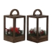 Lantern Home ESPRIT White Brown Red Wood 16 x 16 x 26 cm (2 Units)