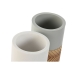 Vaso Home ESPRIT Blanco Gris Natural Resina 7 x 7 x 10,5 cm (2 Unidades)