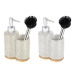 Porte-savon Home ESPRIT Beige Gris Argenté Bambou Acier inoxydable Dolomite 11,5 x 6,5 x 18,5 cm (2 Unités)