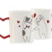 Juego de 2 Tazas Mug Home ESPRIT Love Blanco Rojo Gatos