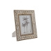 Fotoramme Home ESPRIT Hvit Naturell Krystall Treverk av mangotre Blomster Indianer 31,5 x 2 x 36,5 cm